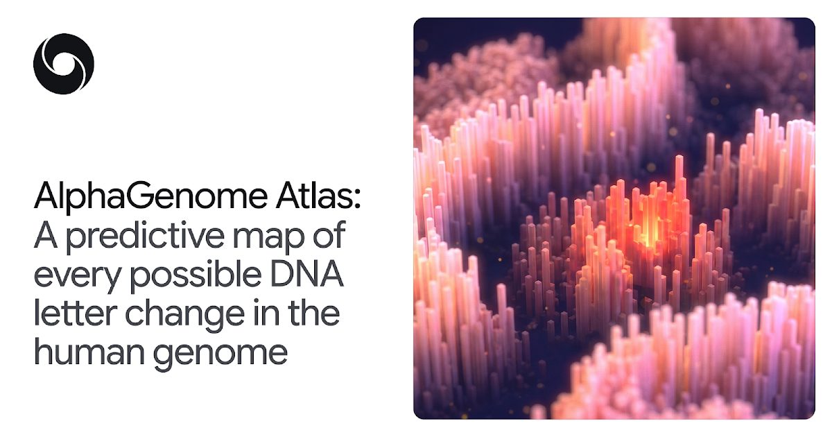 The actual AlphaGenome Atlas announcement artwork.